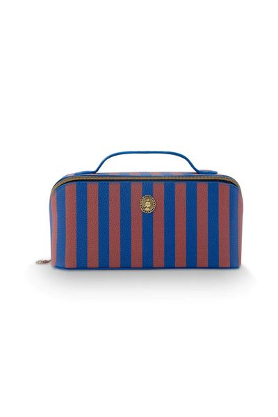 Necessaire Cyrille Mittelgroß Streifen Blau