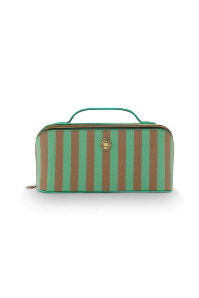 Necessaire Cyrille Mittelgroß Streifen Grün