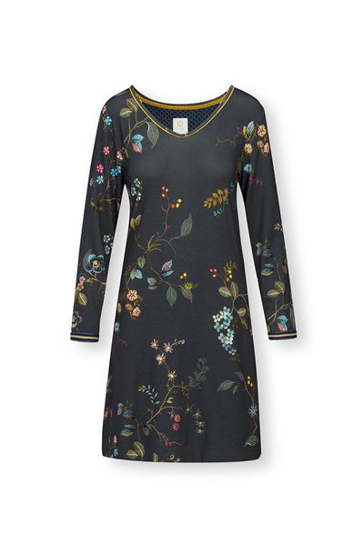Nachthemd Lange Mouw Kawai Flower Donkerblauw