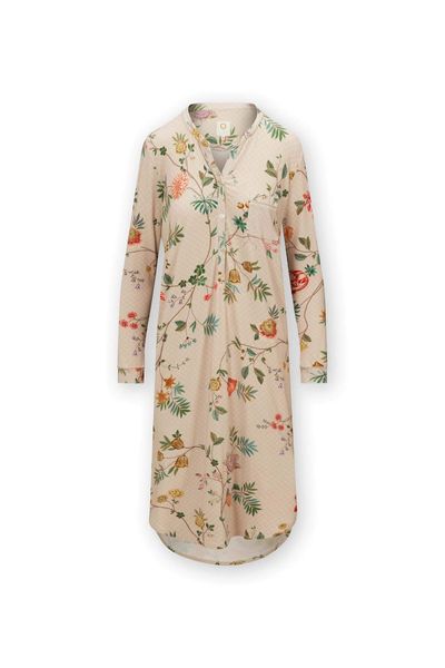Nightdress Buttons Long Sleeve La Dolce Vita Sand