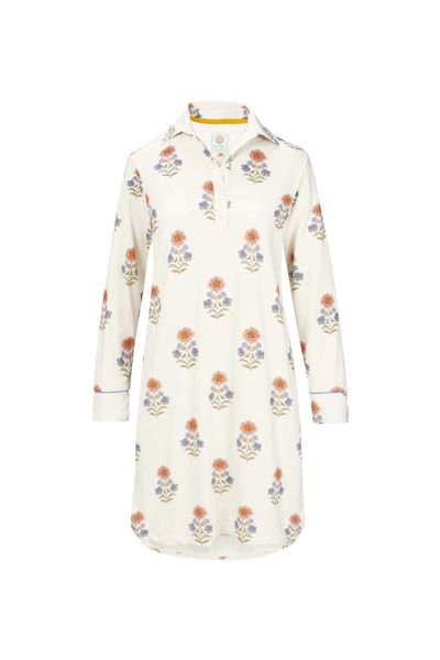 Daaltje Long Sleeve Nightdress Tanaka White
