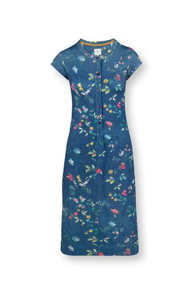 Nachthemd Korte Mouw Knopen Tokyo Blossom Donkerblauw