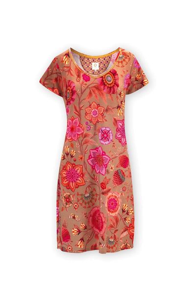 Nightdress Short Sleeve Viva las Flores Pink