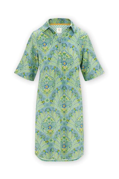 Nightdress Short Sleeve Buttons Alba Blue Green