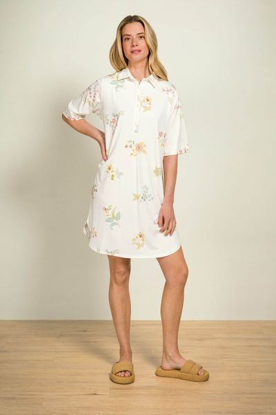 Dewi Nightdress Short Sleeve Blossom Chique White