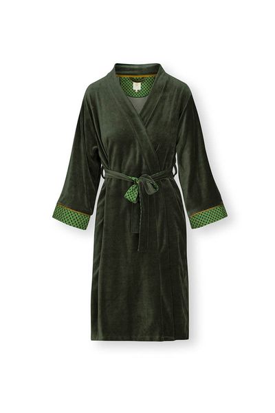 Kimono Solid Velvet Groen