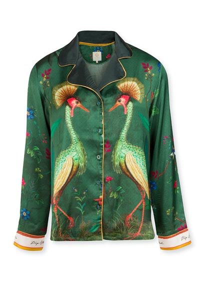 Long Sleeve Birds In Love Green