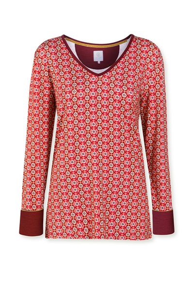Top Lange Mouw Star Flower Rood