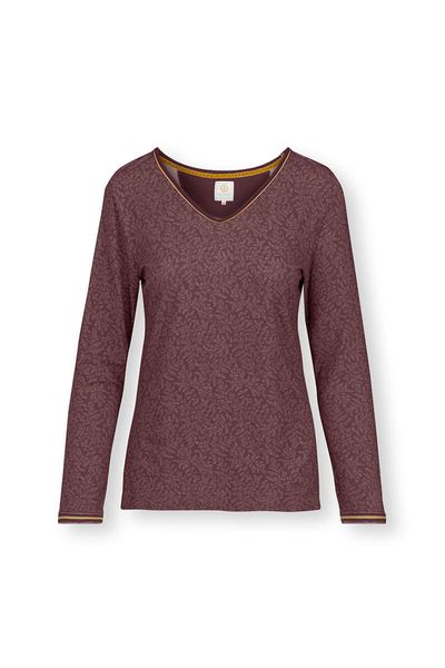 Top Long Sleeve Leafy Dots Terra Red
