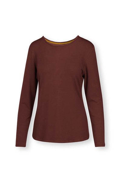 Top Lange Ärmel Solid Terra Rot