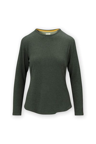 Top Long Sleeve Solid Dark Green