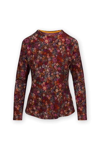 Top Long Sleeve Tutti i Fiori Dark Red