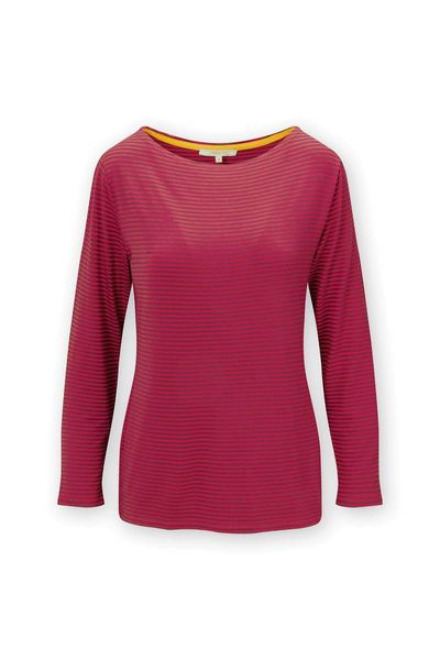 Top Lange Mouw Little Sumo Stripe Roze Donkerrood