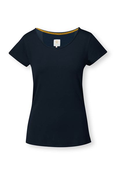 Top Korte Mouw Solid blauw