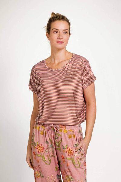 Tatum Top à Manches Courtes Kente Stripe Rose 