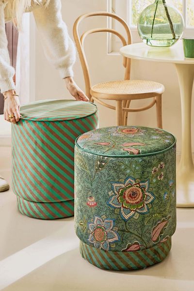 Stool Block Stripe Green