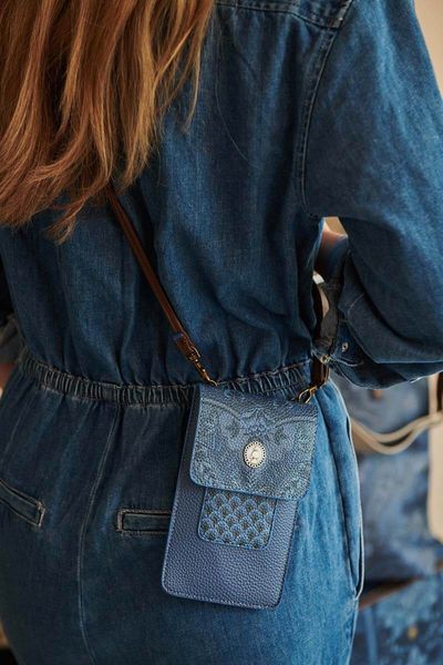 Phone Bag Kyoto Festival Denim Blue 11x18x1cm