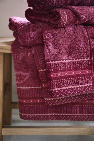 Badetuch Jasmin Jacquard Dunkelrosa 55x100cm