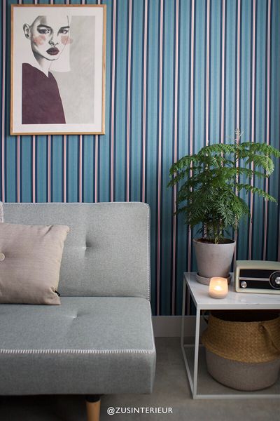 Pip Studio Blurred Lines Non-Woven Wallpaper Dark Blue