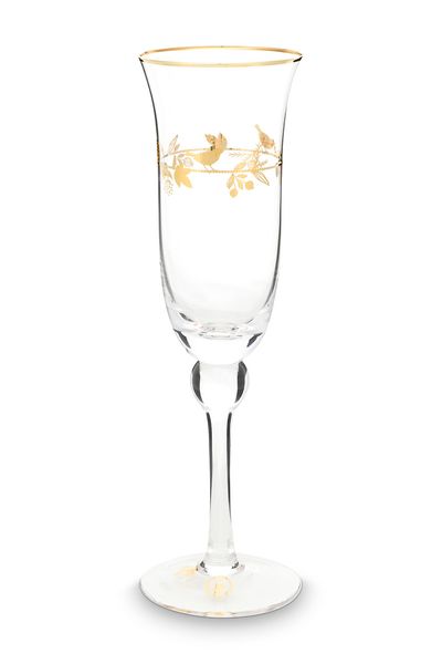 Verre à Champagne Love Birds Doré