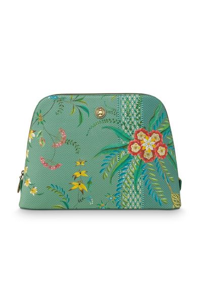Cosmetic Bag Triangle Large Fleur Mix Green 