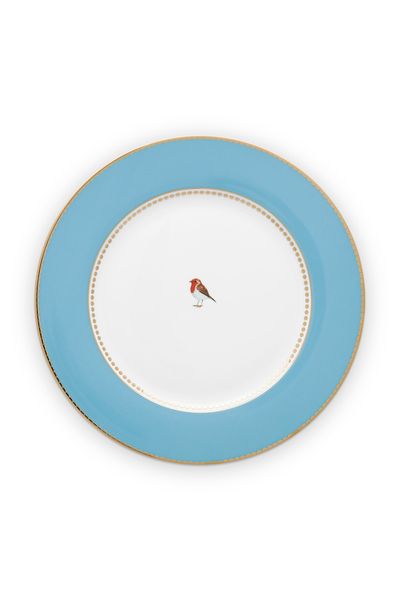 Assiette Plate Love Birds en Coloris Bleu