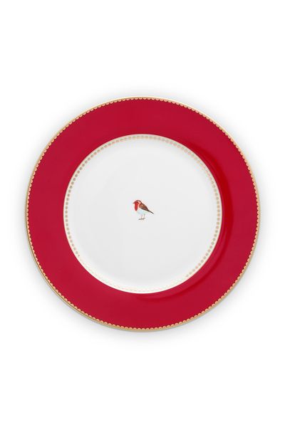 Assiette Plate Love Birds en Coloris Rouge
