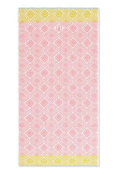 Large Bath towel Jacquard Check Pink 70x140 cm