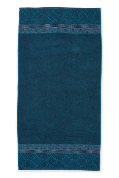 Grande Serviette de Bain Soft Zellige en Coloris Bleu Foncé 70 x 140 cm