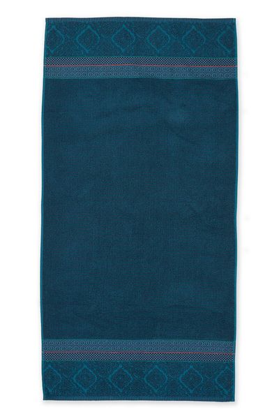 Large Bath Towel Soft Zellige Dark Blue 70x140 cm