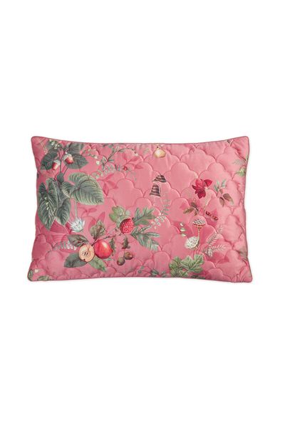 Cushion Quilted Velvet Fall in Leaf Pink
