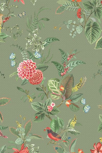 Pip Studio Floris Non-Woven Wallpaper Green