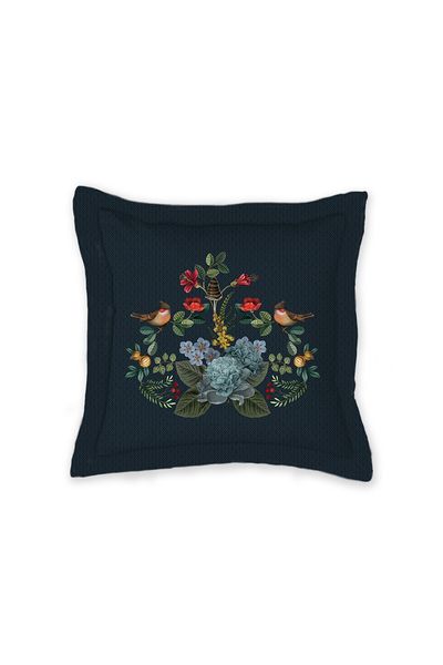 Quadratisches Zierkissen Forest Carpet Dunkel Blau