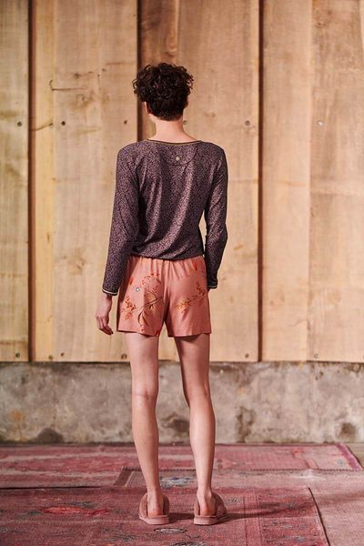 Top Long Sleeve Leafy Dots Terra Red