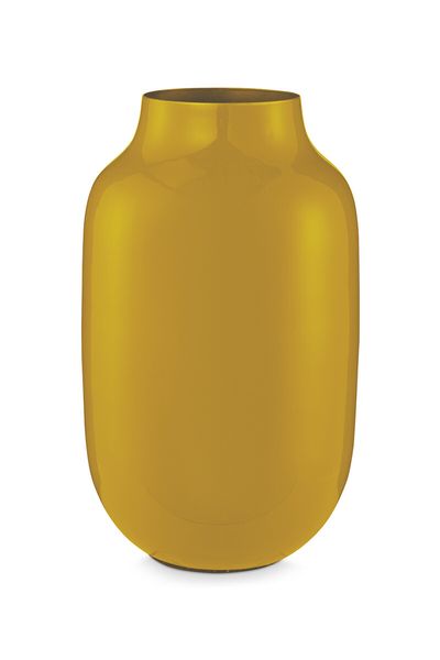 Ovale Metall Vase 30 cm gelb