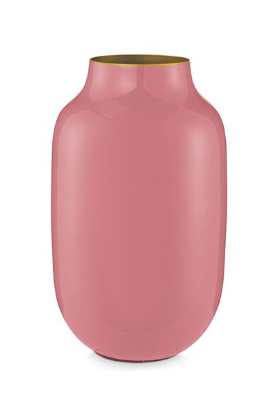 Vase Ovale en Métal en Coloris Vieux Rose 30 cm