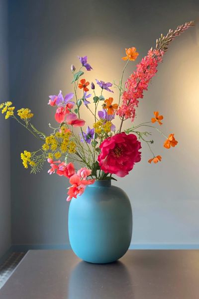 Vase en Métal Mats Bleu Clair 32cm