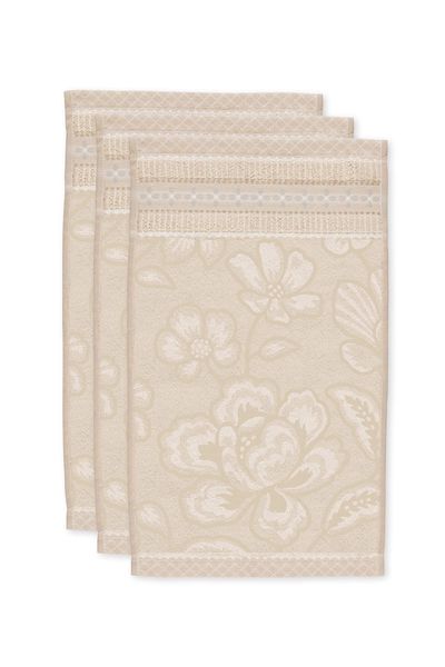 Gästehandtuch Set/3 Jasmin Jacquard Sand 30x50cm