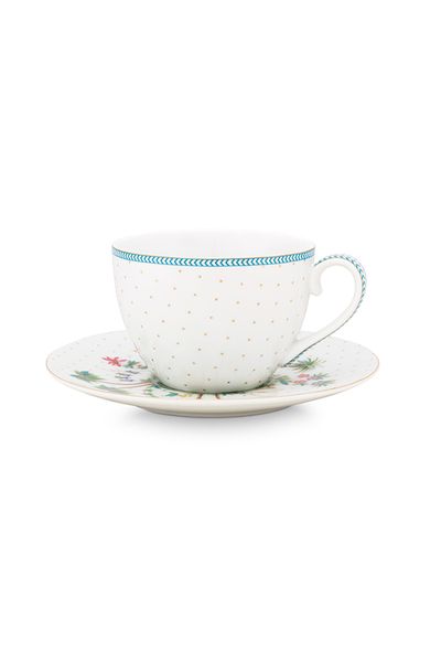 Tasse et Soucoupe à Cappuccino à Pois Jolie en Coloris Doré