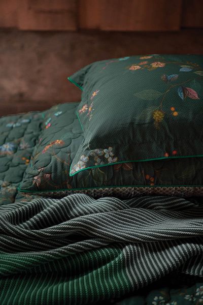 Rechteckige Zierkissen Quilted Kawai Flower Dunkelgrün