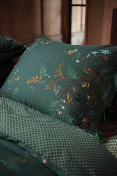 Pillowcase Kawai Flower Dark Green