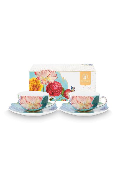 Set/2 Tea Cups & Saucers Royal Flowers 250ml