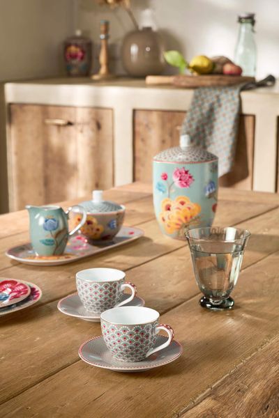 Set/2 Tasses et Soucoupes à Expresso Blooming Tales Khaki 120ml