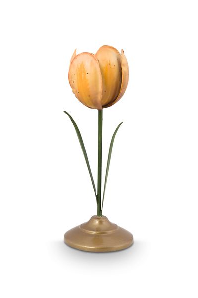 Candle Holder Metal Tulip Yellow 21cm