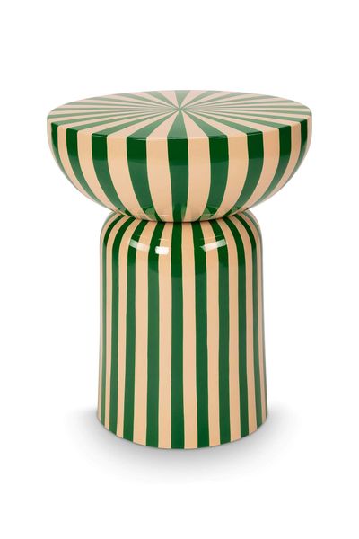 Table d'appoint Métal Vert/Blanc cassé 44cm