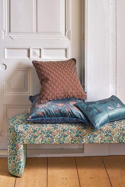 Cousin Décoratifs Giyani Embroidery Bleu