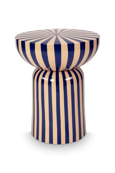 Table d'appoint Métal Bleu/Blanc cassé 44cm