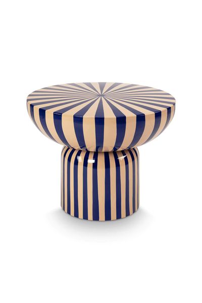 Table d'appoint Métal Bleu/Blanc cassé 52cm