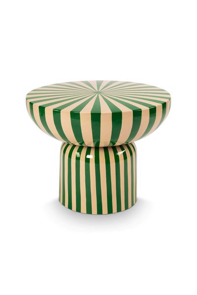 Table d'appoint Métal Vert/Blanc cassé 52cm
