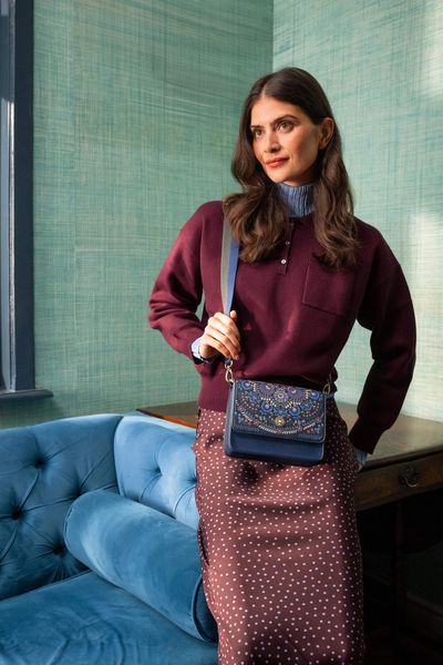 Schultertasche Fenna Klein Il Ricamo Blau